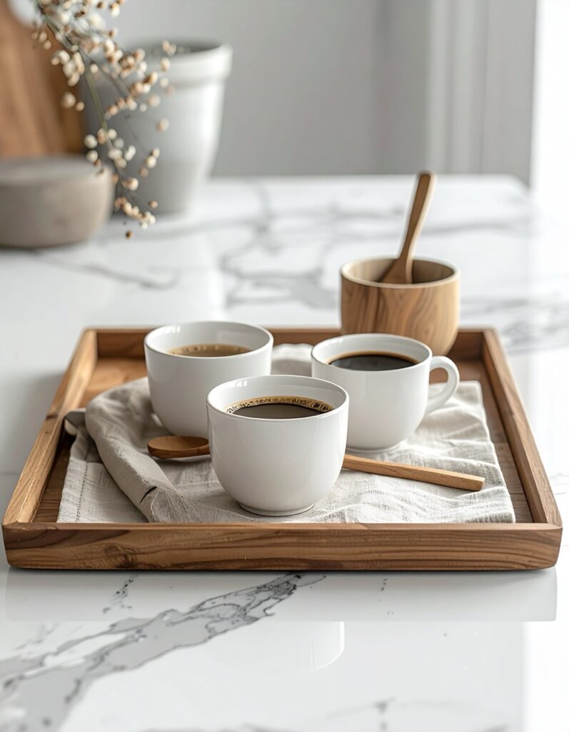 small kitchen counter coffee station