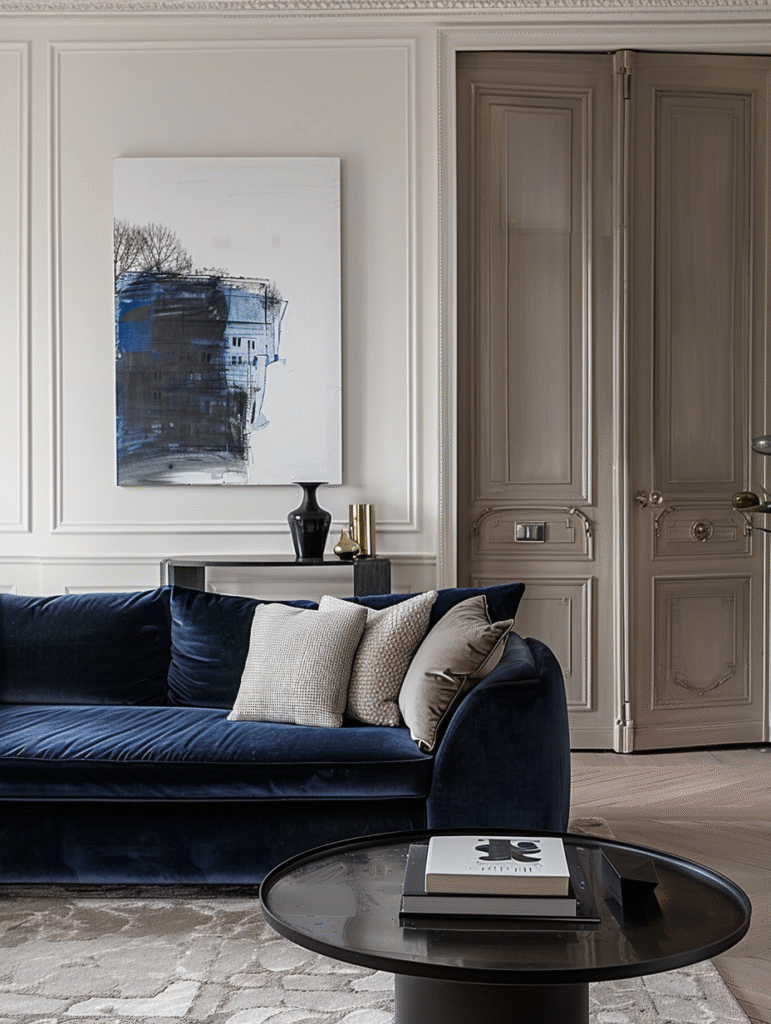 Living Room Decor with Blue Accents