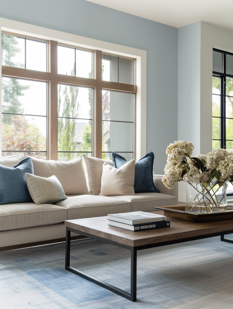 Living Room Decor with Blue Accents