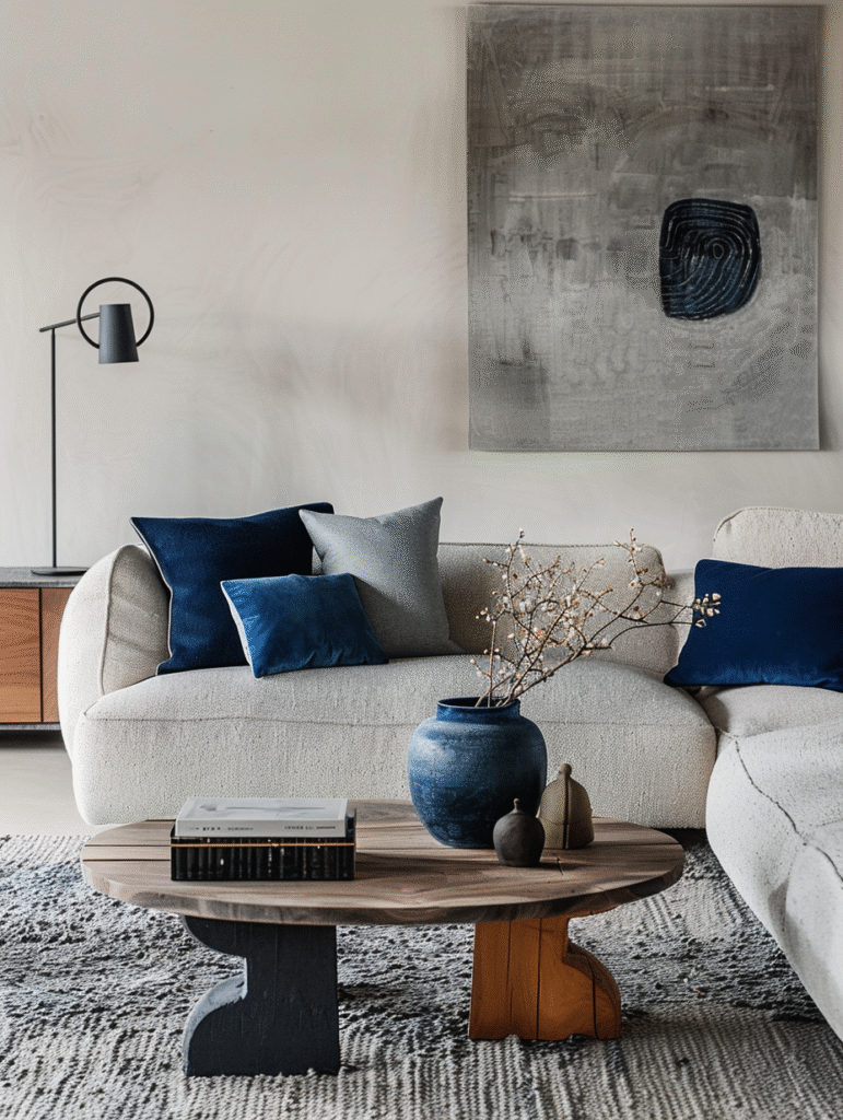 Living Room Decor with Blue Accents
