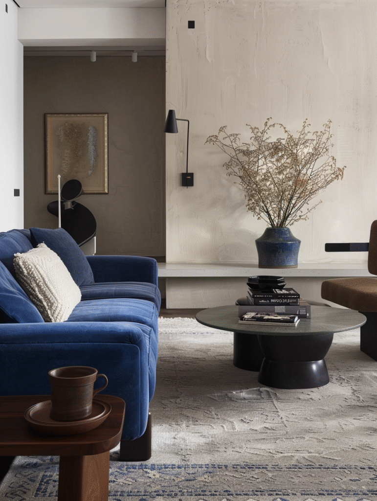 Living Room Decor with Blue Accents