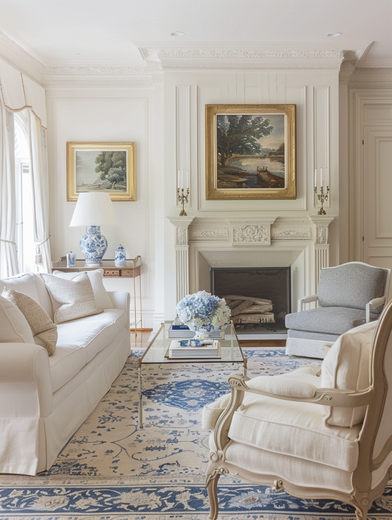 Living Room Decor with Blue Accents