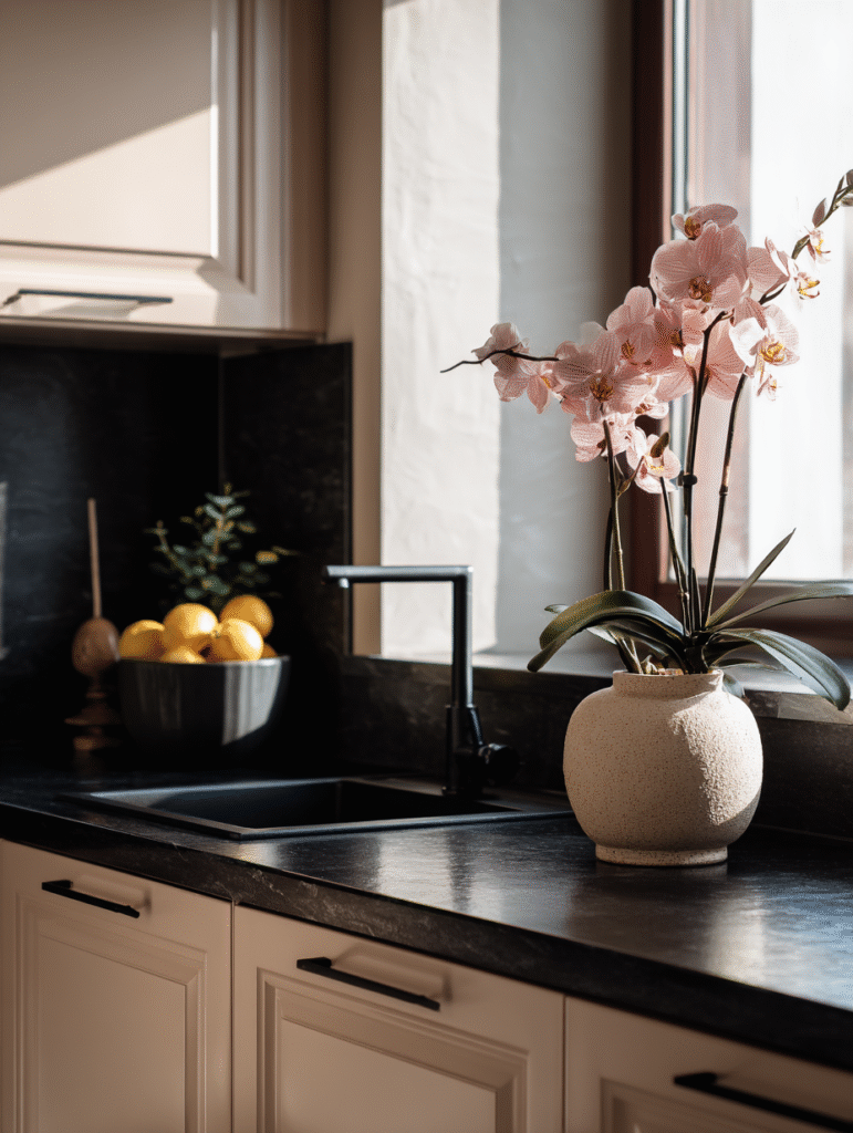 orchid in kitchen decoration