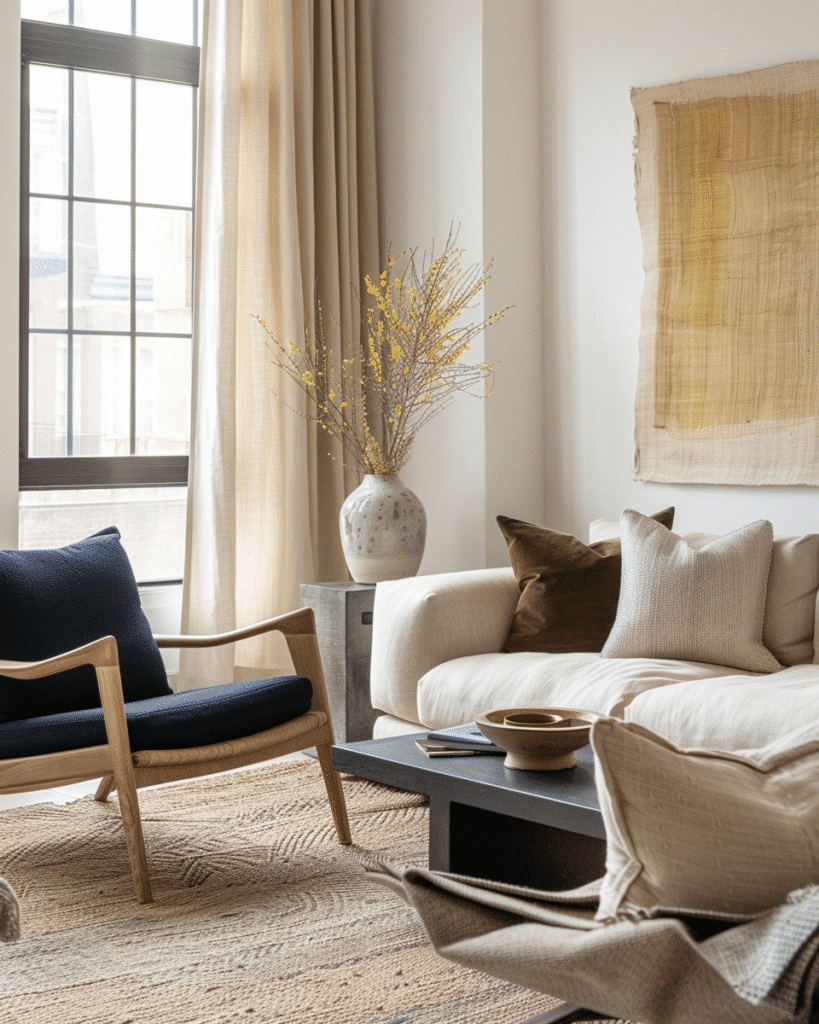 yellow blue living room