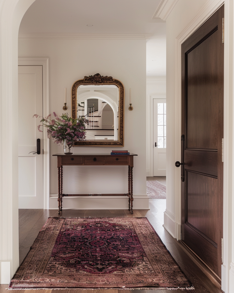 entry burgundy rug