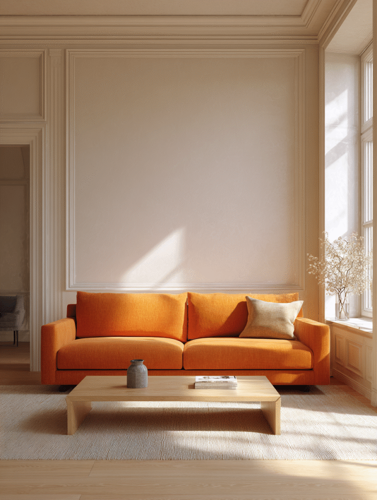 minimalist but colorful interior