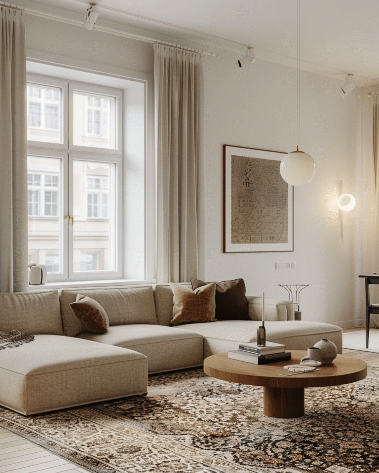 beige expensive looking living room