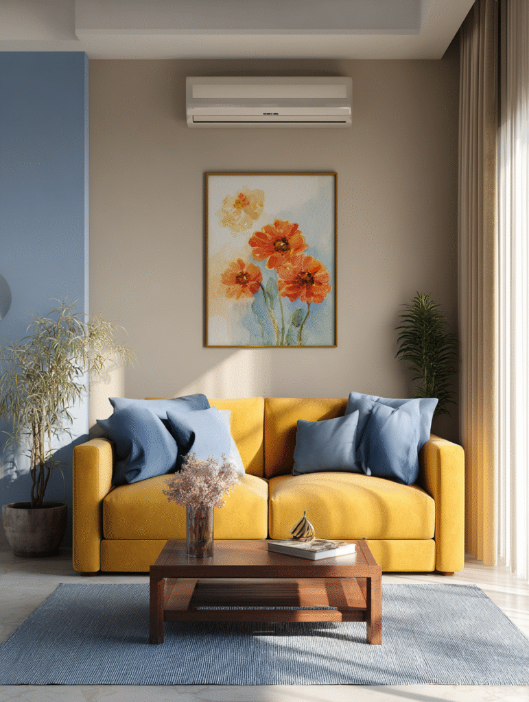 minimalist living room colorful