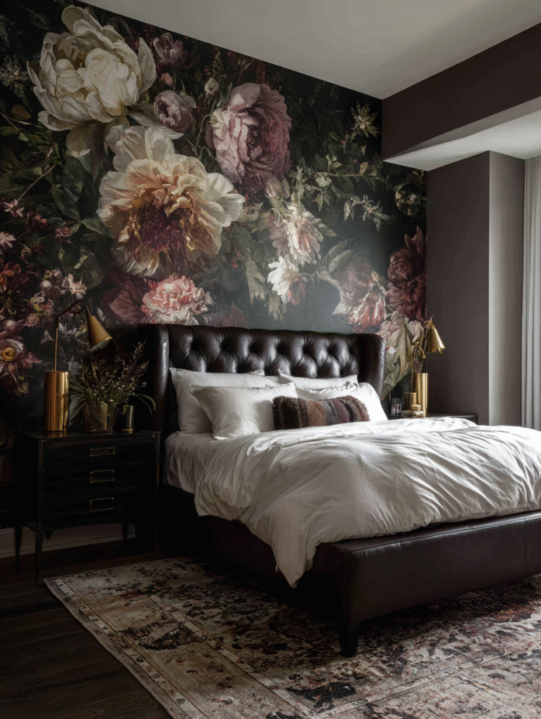 dark floral bedroom