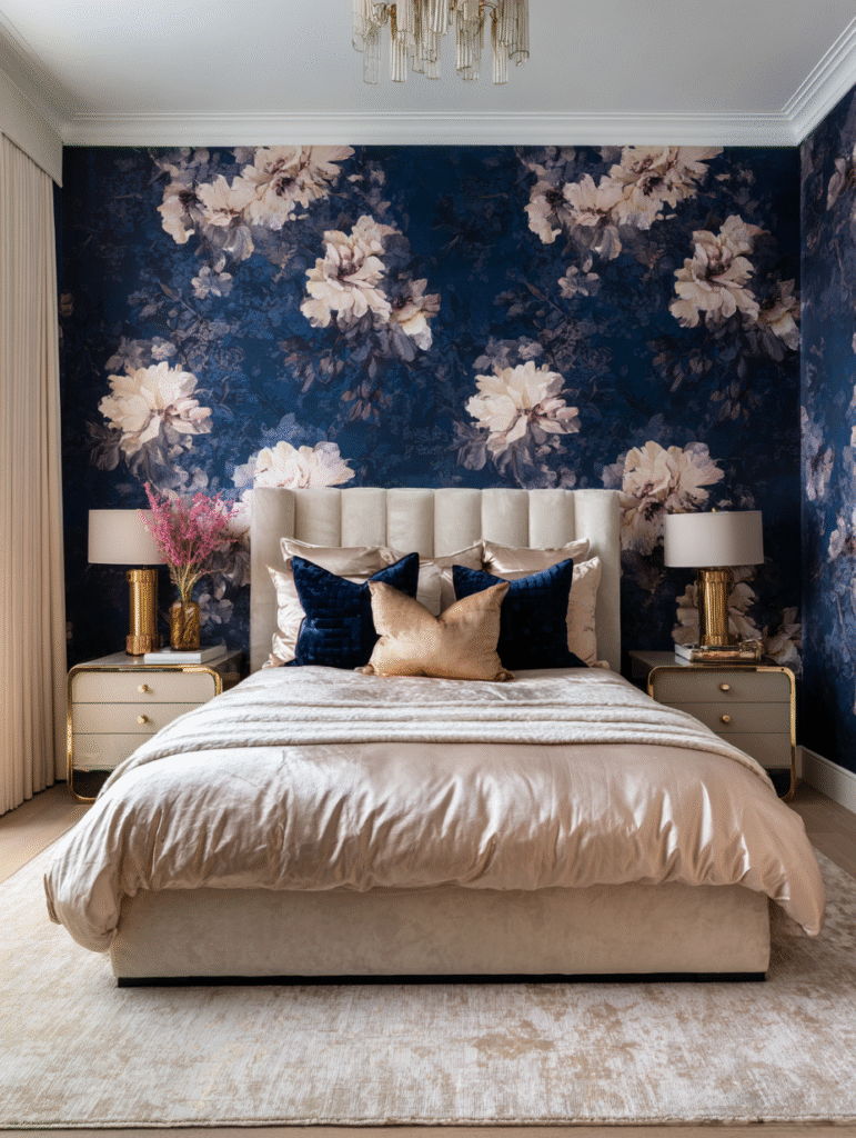 floral bedroom blue