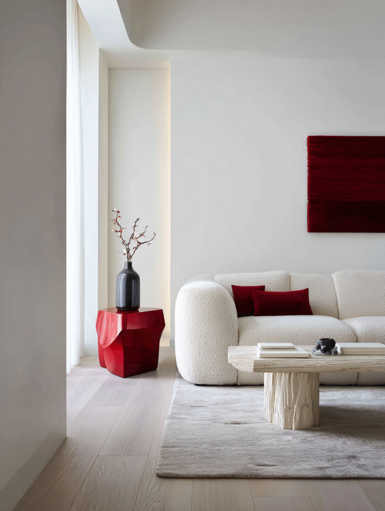 colorful sculpture living room minimalist