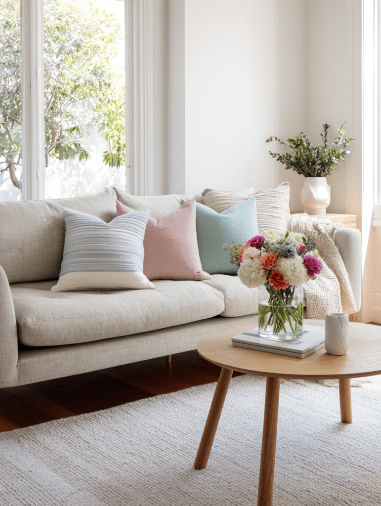 living room cozy plants