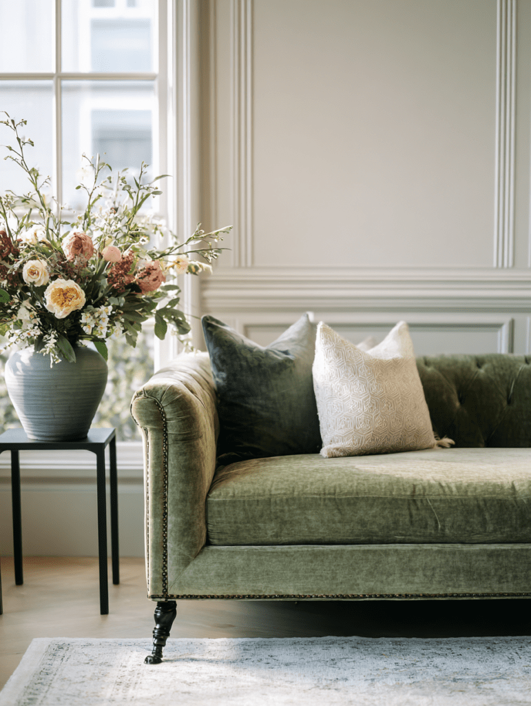 green sofa