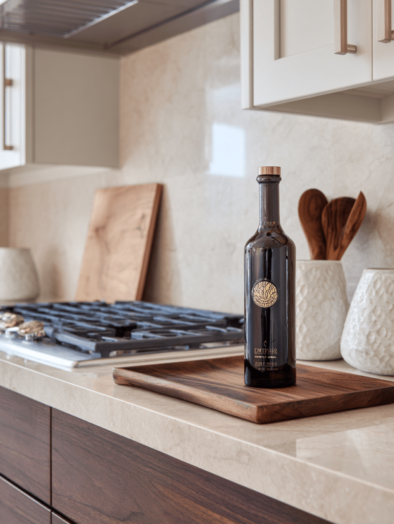 oil bottle on tray kitchen