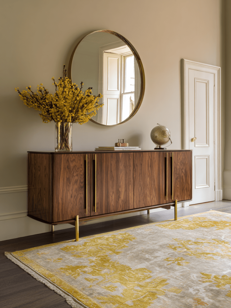walnut styling with gold